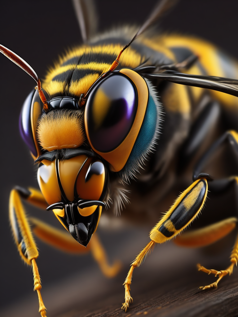 wasp macro photography, close-up, high-quality details, deep focus, professional shot