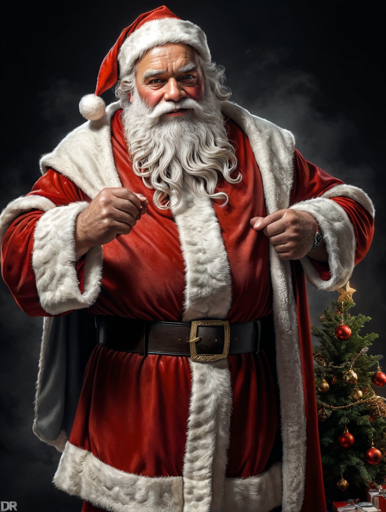 A Clean portrait of the full body of Santa on white background