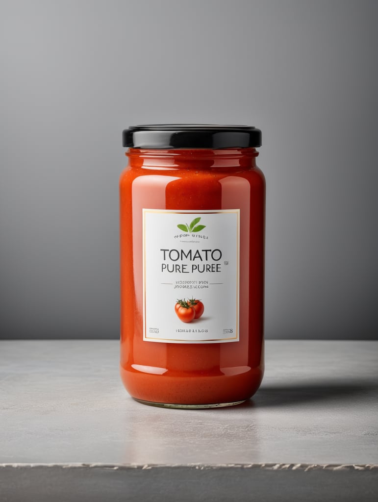 tomato puree jar mockup, no label, isolated, grey background