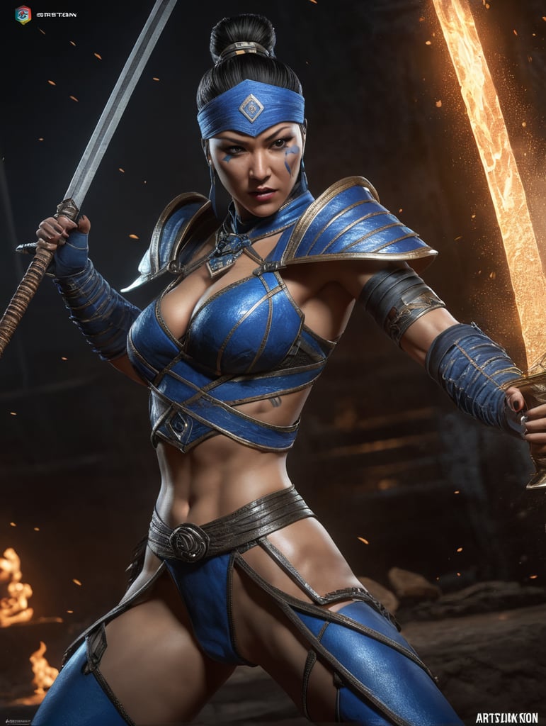 Kitana from Mortal Kombat, dynamic pose