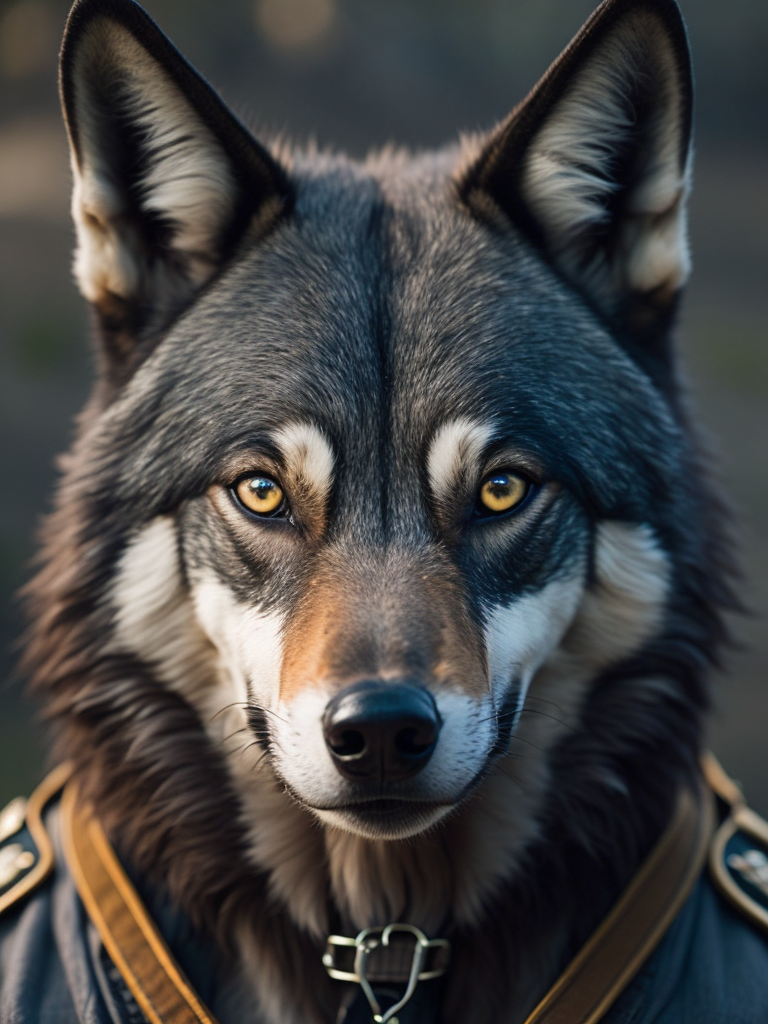 Wolf look like a human stylized as a police officer