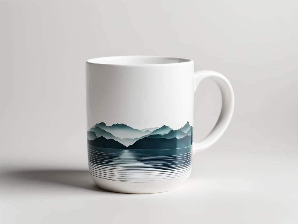 White strait ceramic mug, white background, isolated, mock up, mockup