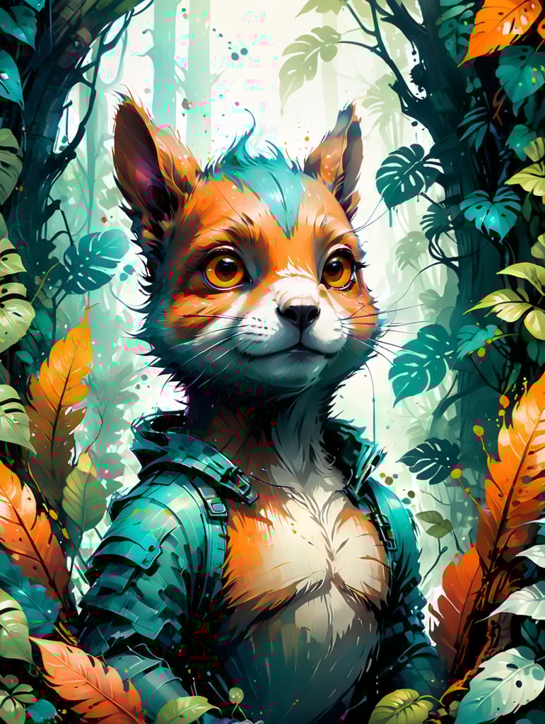 Cute squirrel in jungle , tropical