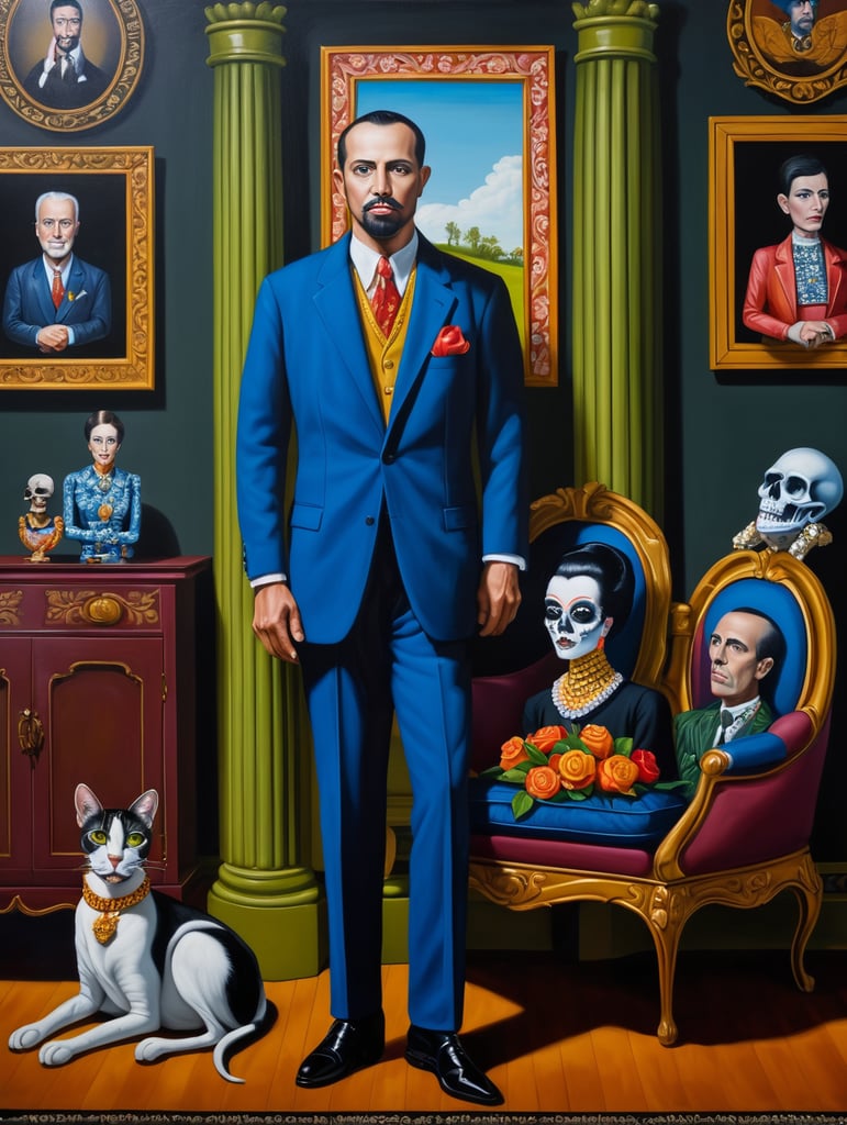 The man who took a debt for a house to death, mort gage, style of Catherine Nolin, Painting, Acrylic, Oil, Portrait, Interior, USA