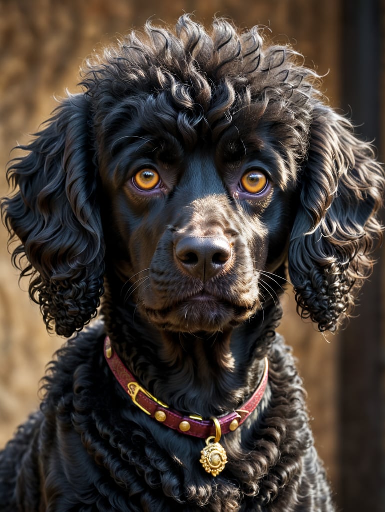 è un cane di razza barboncino nero ricciolino