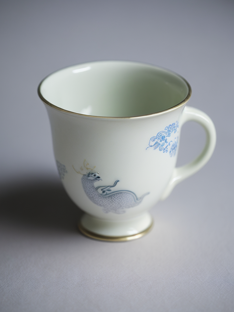 Porcelain cup with handle, chinese style, dragon, ornament, pattern