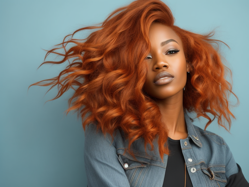 black women with ginger hair, professional photo, sharp on details