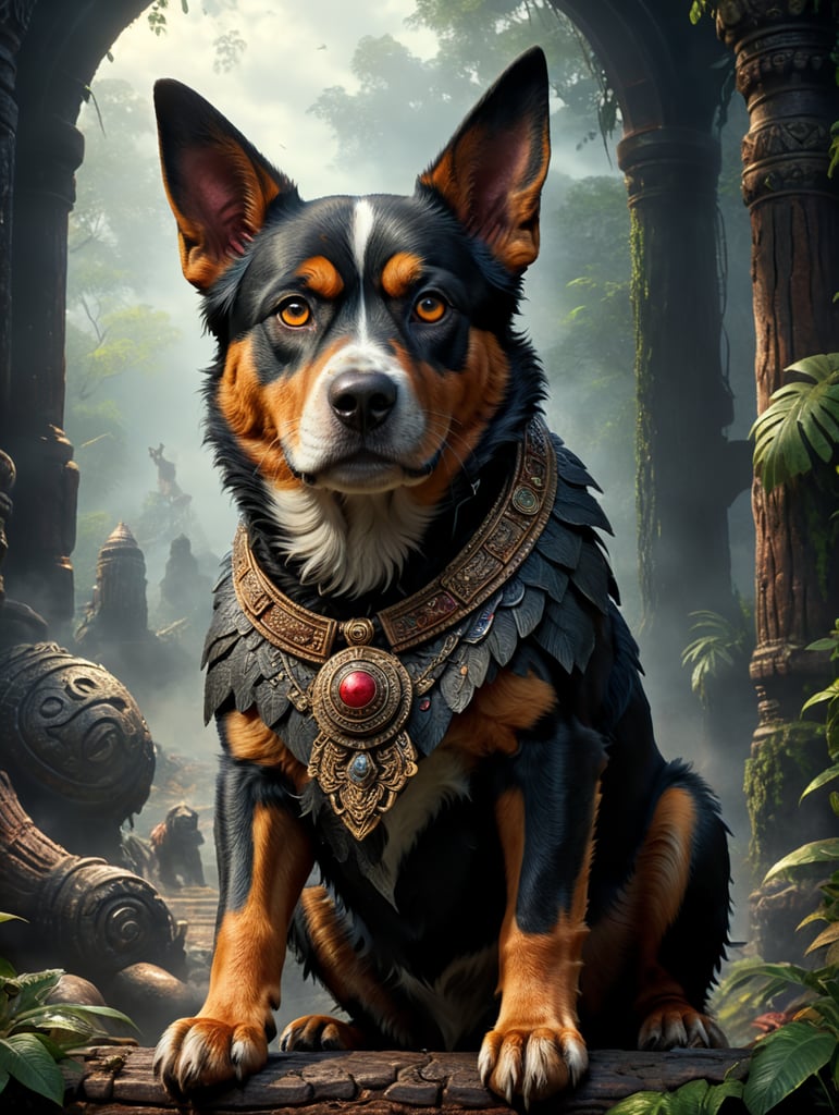 Create an animated movie poster with this dog called “Toomba” rated Pg-13