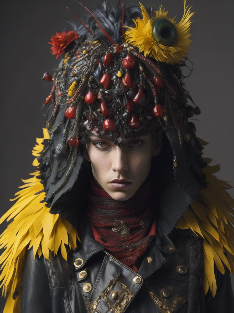 surreal fashion for monsters in alternate realities, showing off bold textures and colors, dynamic