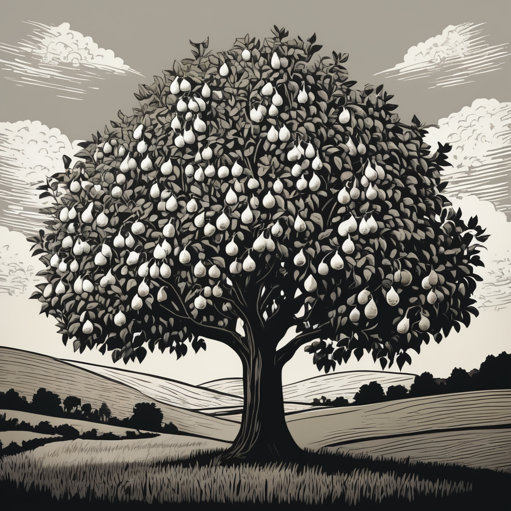 Premium Free ai Images | black and white vector illustration of pear ...