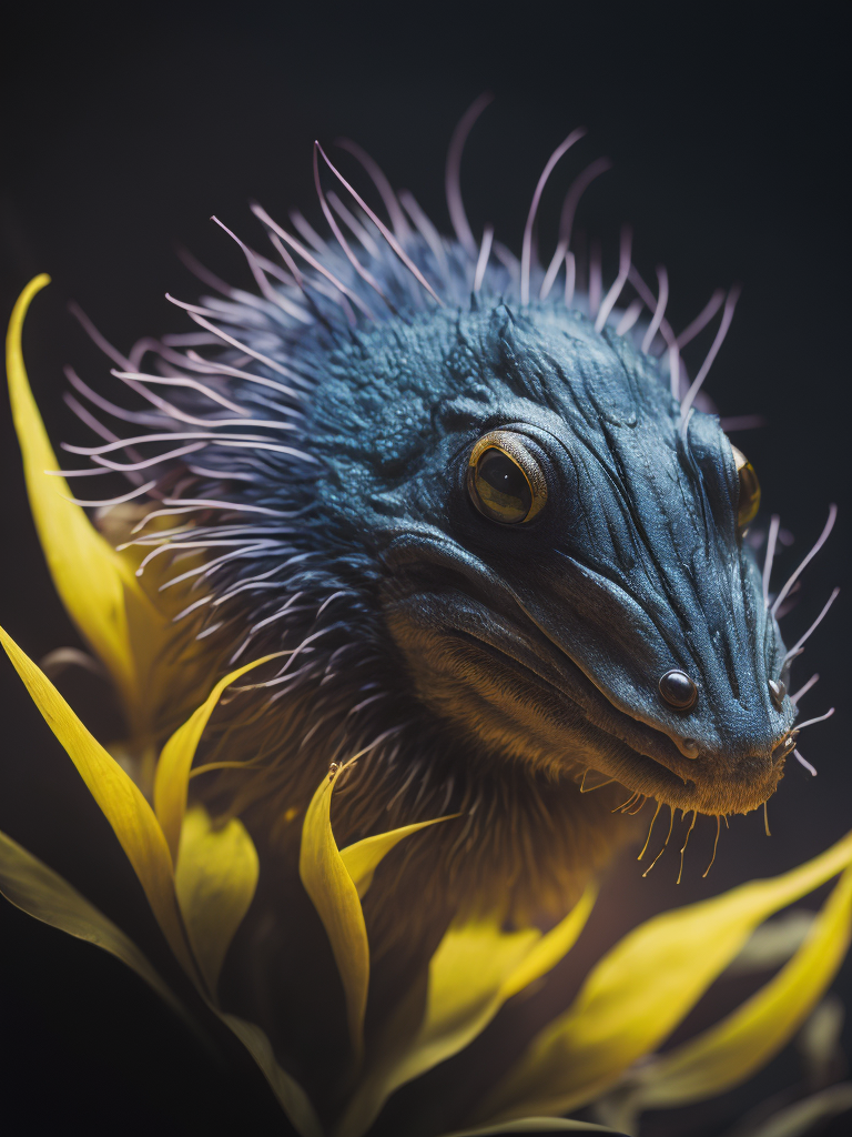 Alien Glowing Flora, Bioluminescent Blossom with with elements of arthropods and insects, Bioluminescent Flower, Glowing Bioluminescence Alien Plant, HD, high resolution