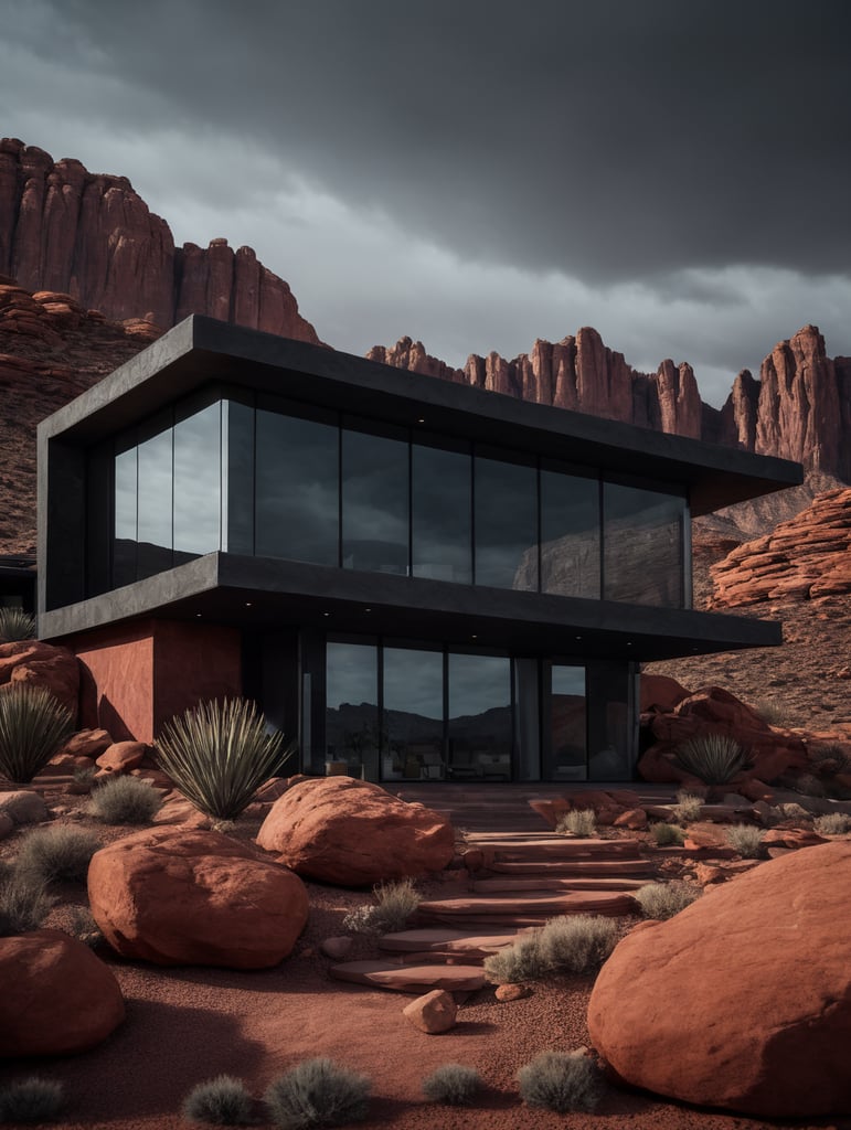 modern organic contemporary red rock desert house