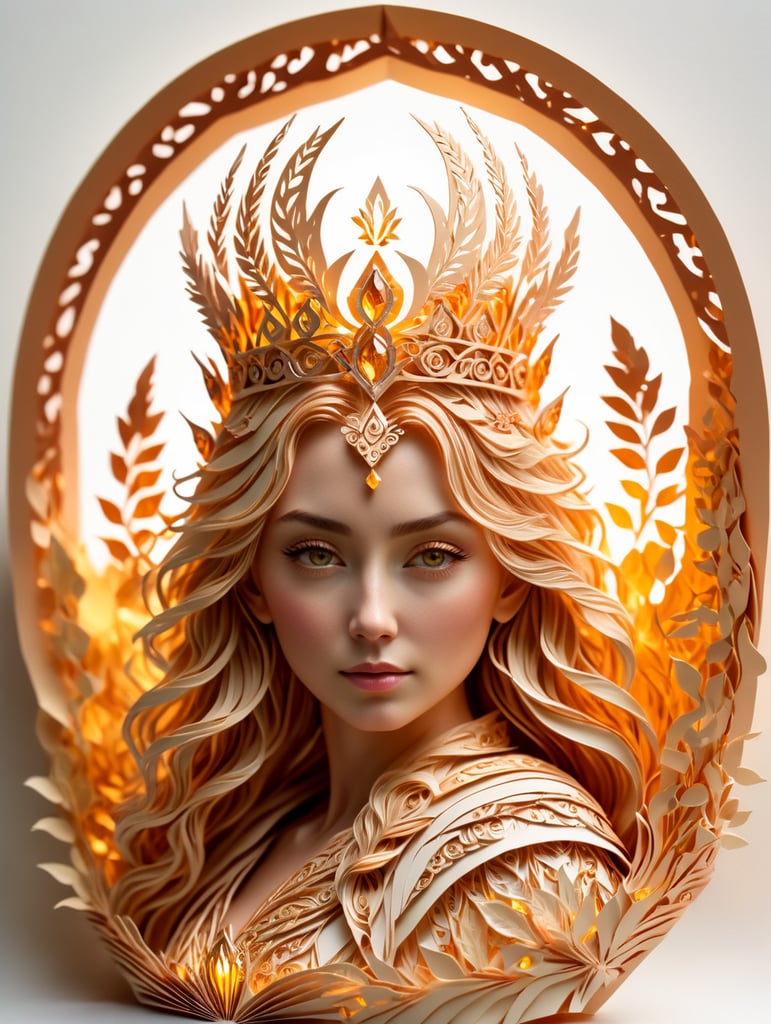 ultra detailed druid goddess with a crown made out of pure light, kind-hearted with a penetrating gaze, golden glow, extremely detailed and beautiful face, gorgeous body, soft copper-colored hair, she wears druid armor, ethereal, magical glow, fantasy art by Mschiffer, ultra sharp focus, ethereal glowy smoke, light particles, roses and vines, brambles