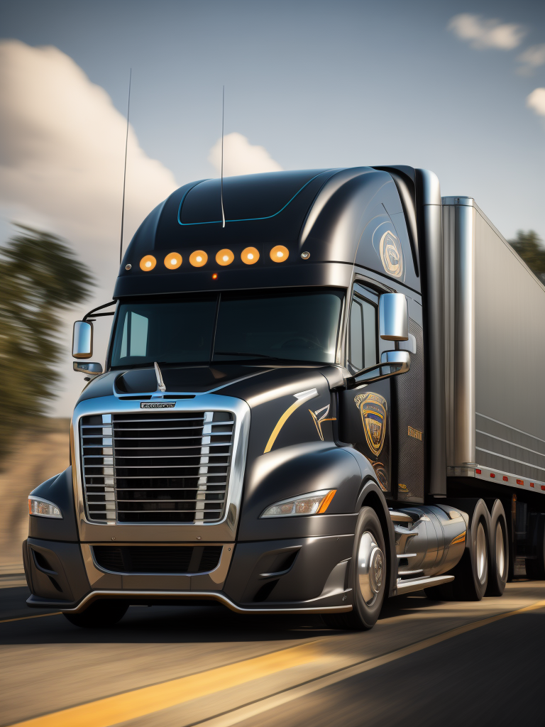 Un tractocamión Freightliner volador