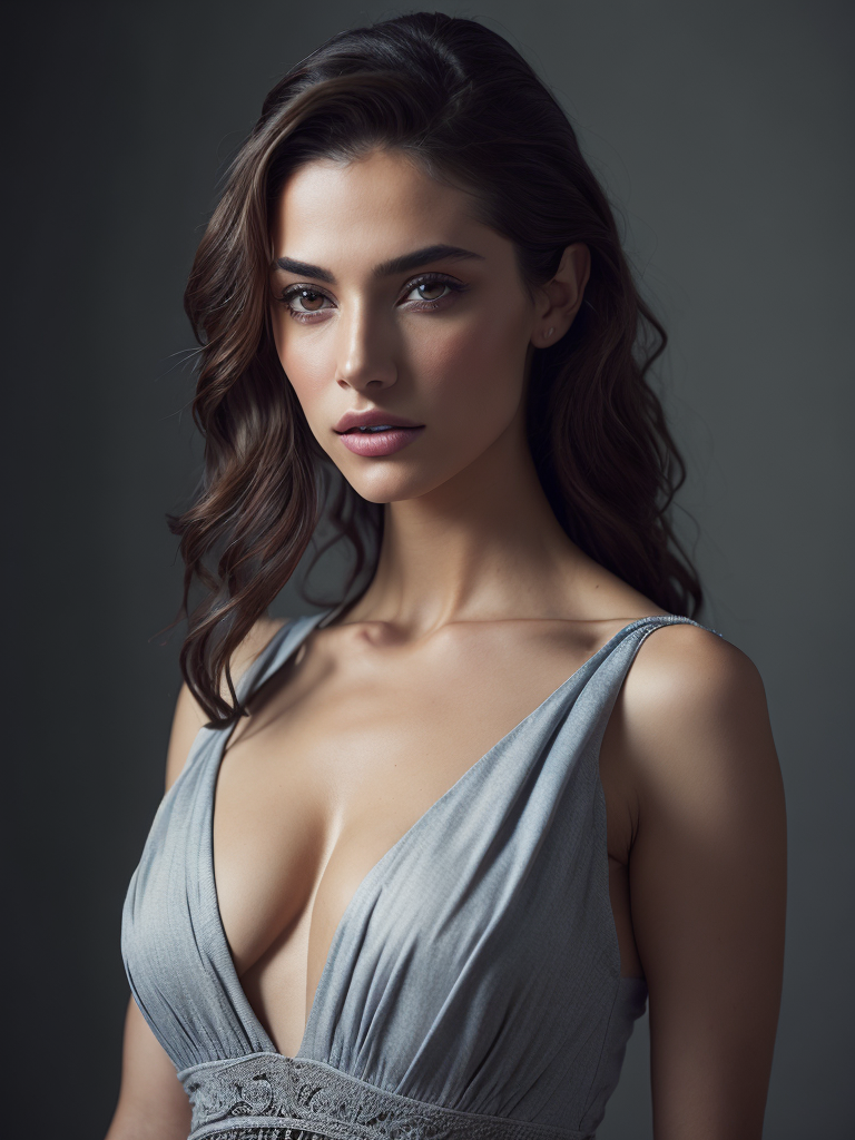 A gorgeous greek female photo, professionally retouched, muted colors, soft lighting, realistic, smooth face, full body shot, torso, dress, perfect eyes, sharp focus on eyes, high definition, insanely detailed, intricate, elegant