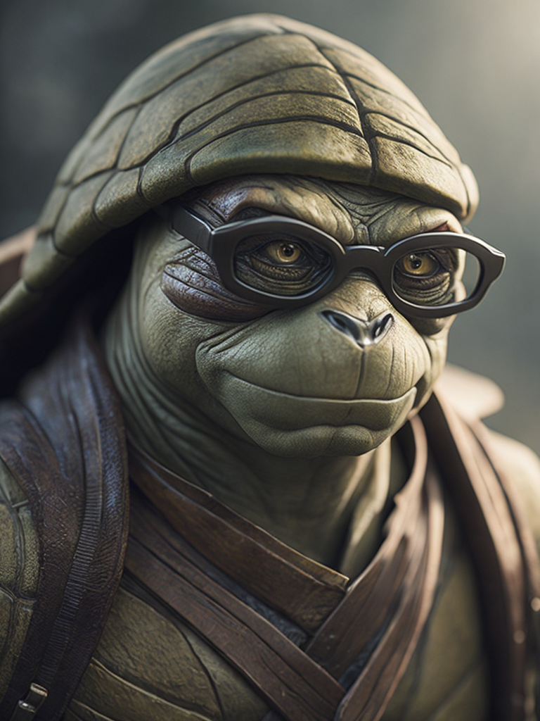 teenage mutant ninja turtles with wrinkles and glasses