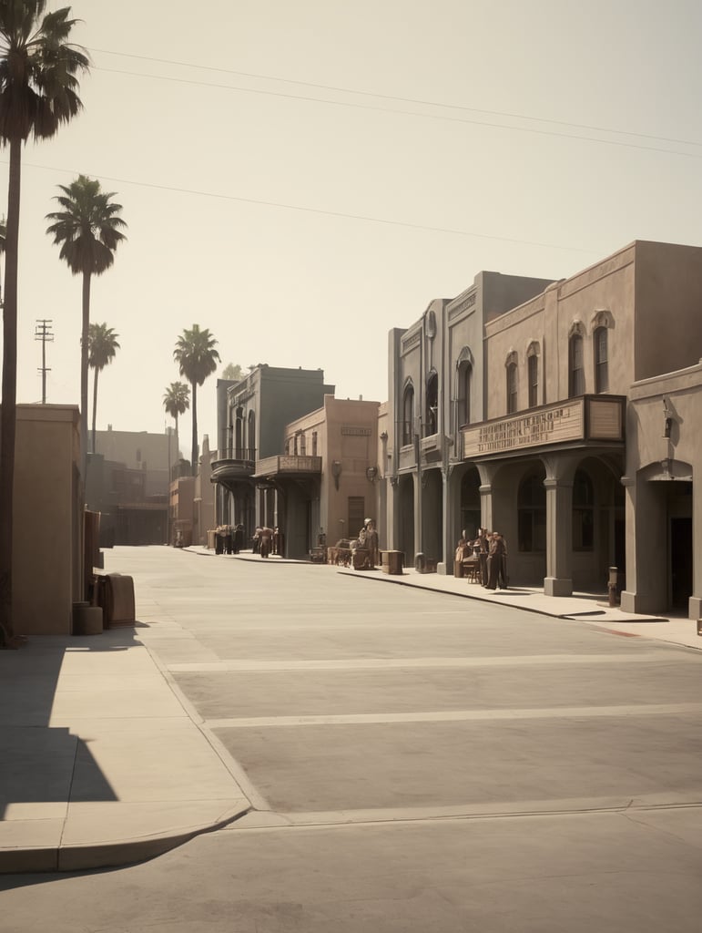 Hollywood, film studio backlot in the 1940s, daytime