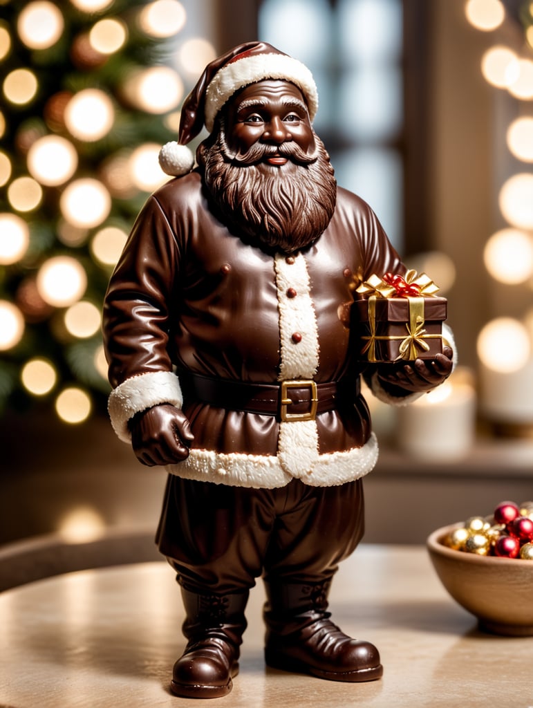 A chocolate Santa figure, made from milk chocolate