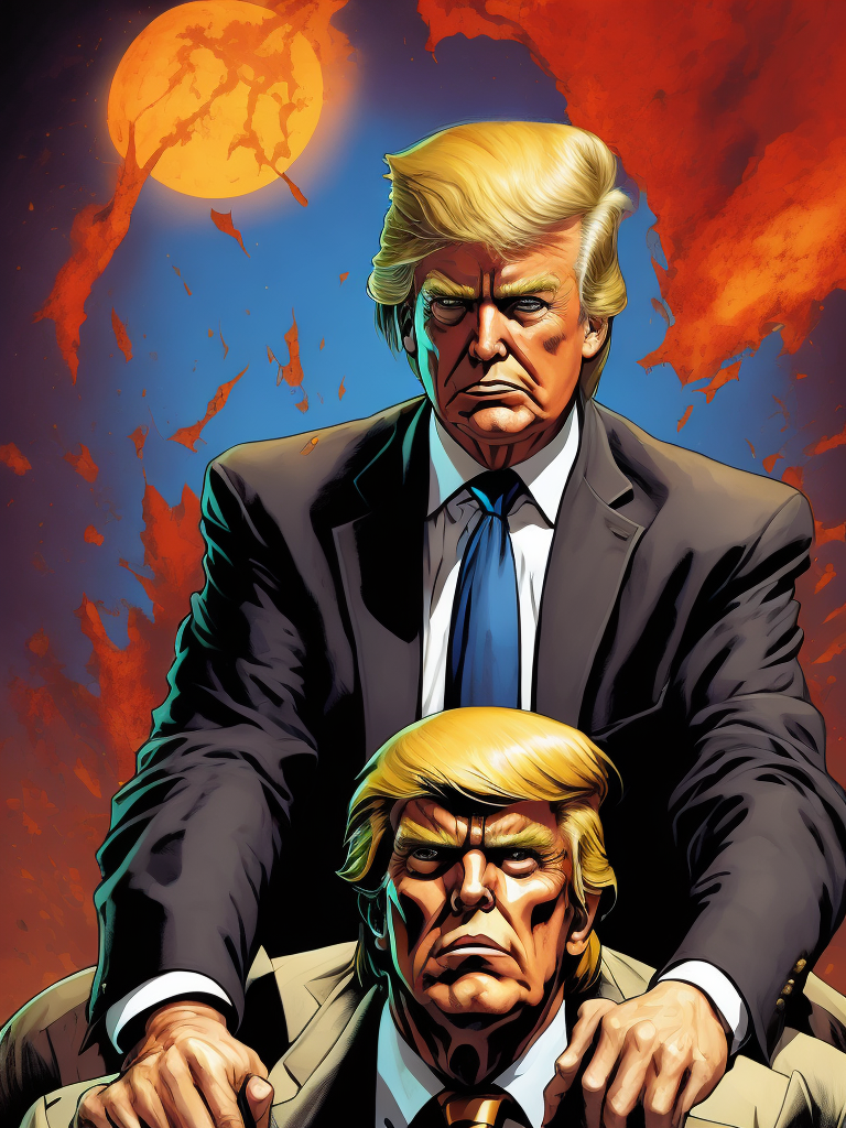Donald Trump, Hero Portrait, Comics, Marvel, Horror, USA, style of Richard Corben
