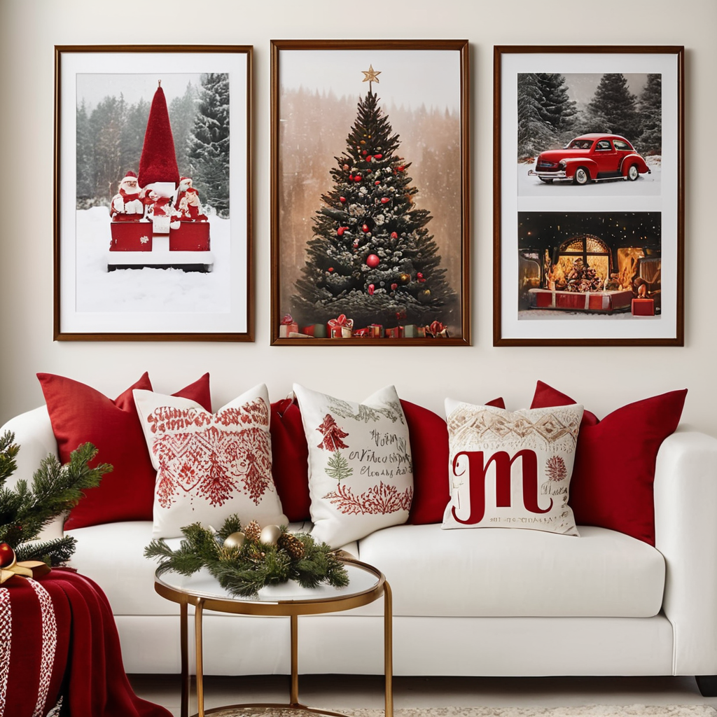 christmas decor festive frames holiday room cozy christmas framed memories xmas home seasonal interior joyful frames festivity indoors yuletide ambiance