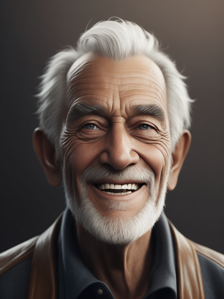 gray-haired smiled old man