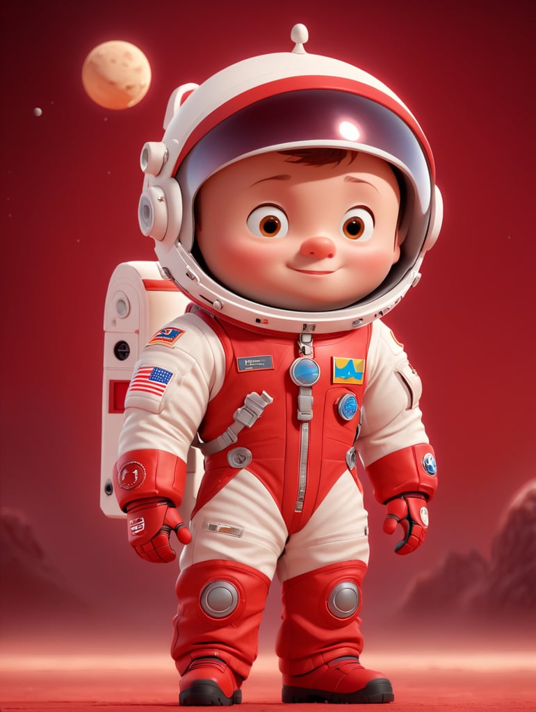 cosmonaut Yuri Alekseyevich Gagarin in a red space suit, a red space uniform