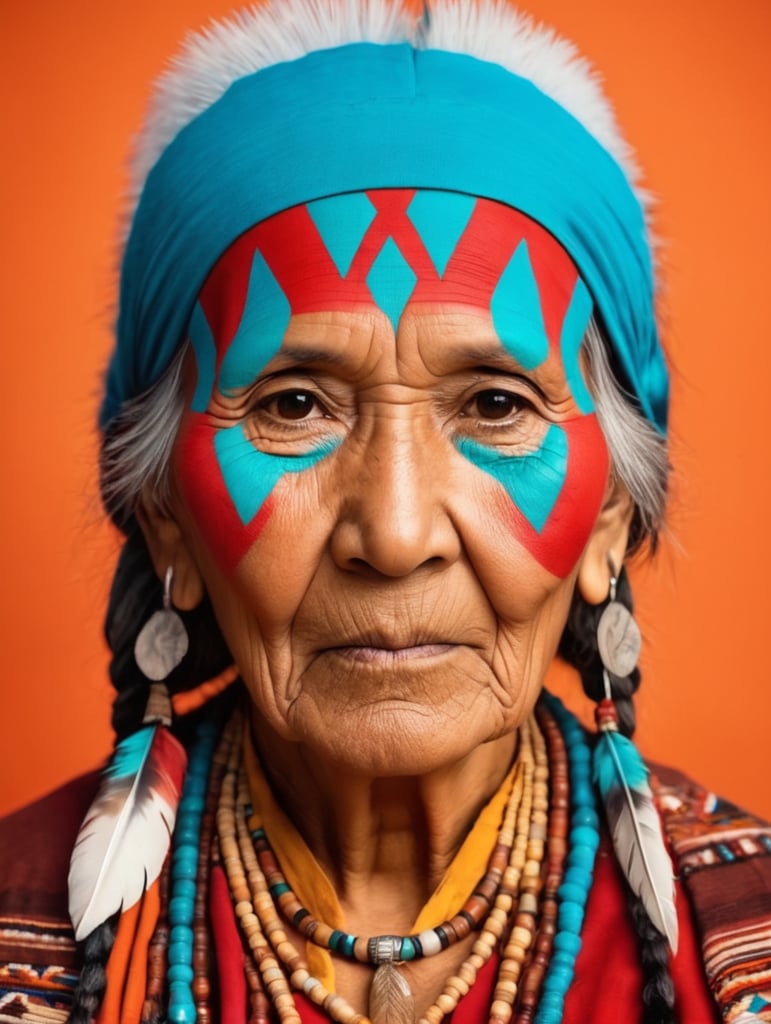 native american old woman in national dress