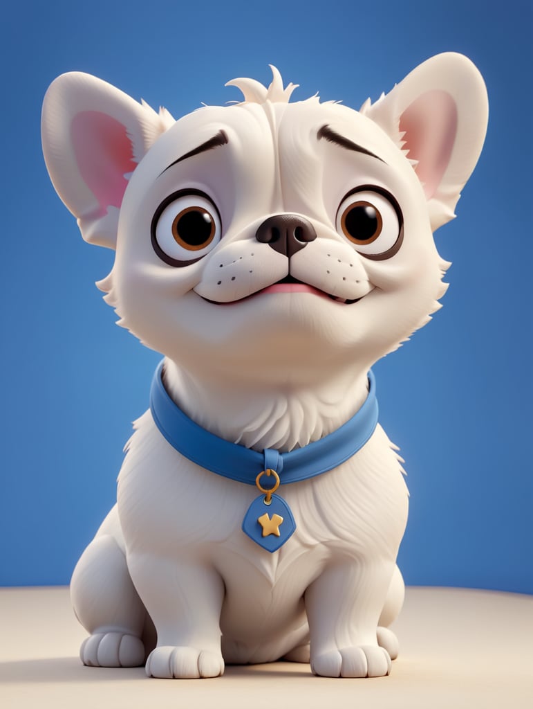 A French bulldog in the style of a Disney character