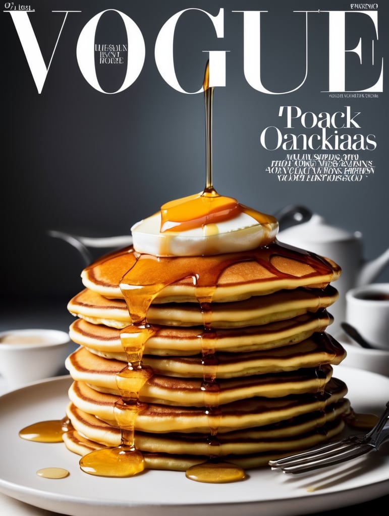A stack of pancakes on the cover of Vogue