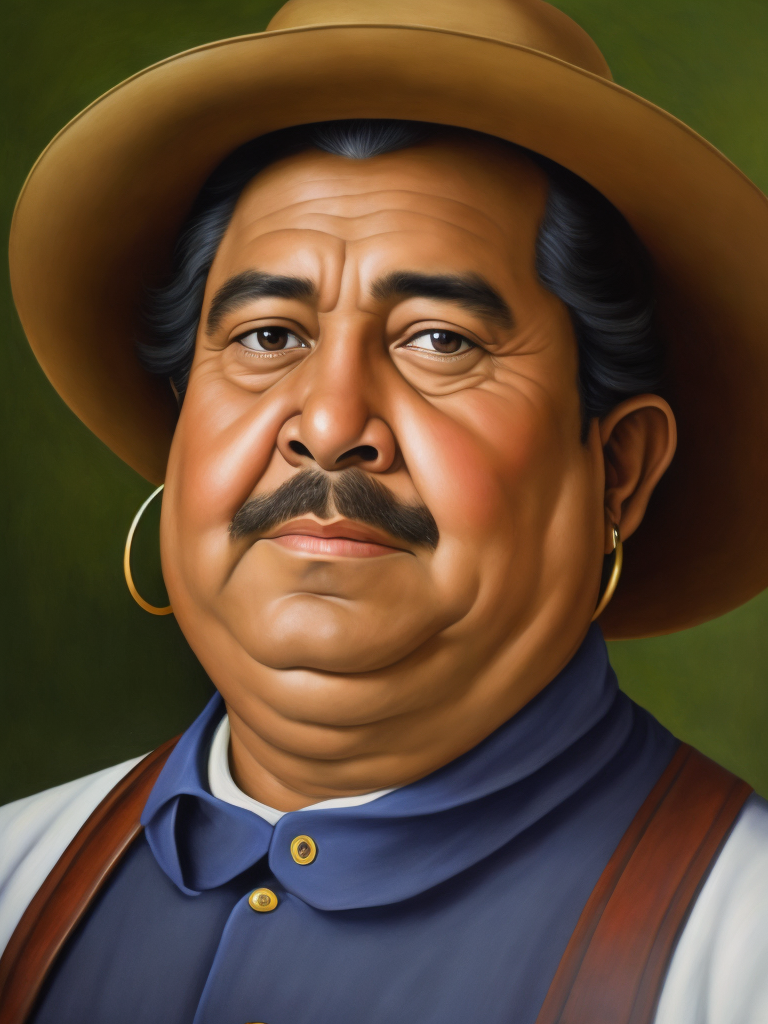 A farmer, portrait, Painting, Oil, Colombia, style of Botero