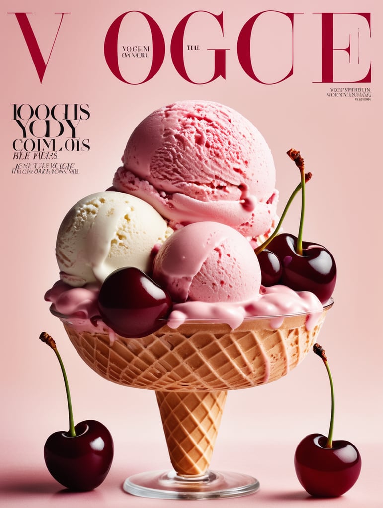 Ice cream with cherry on the cover of Vogue