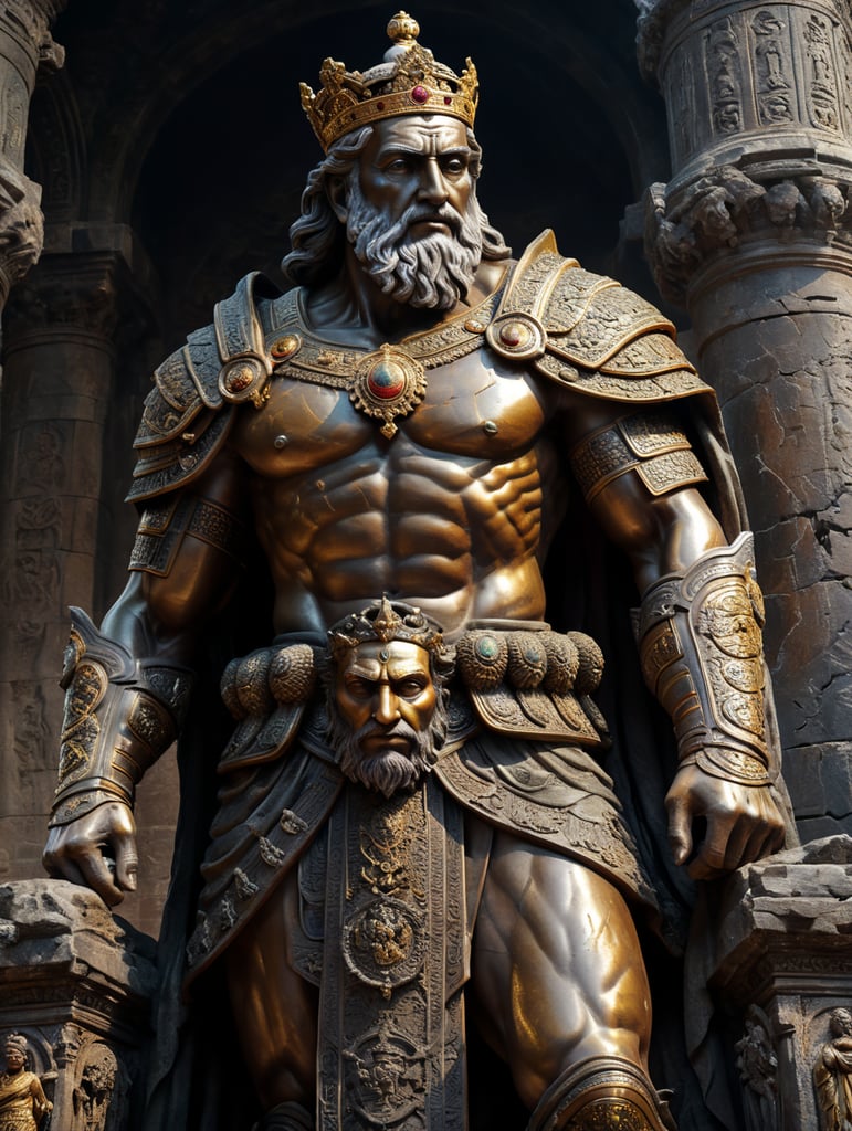 Cracked ancient statue of kings