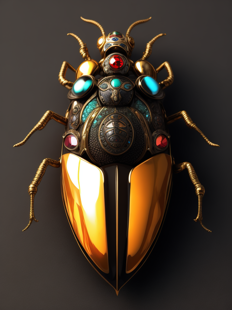 Beetle brooch made from various gems