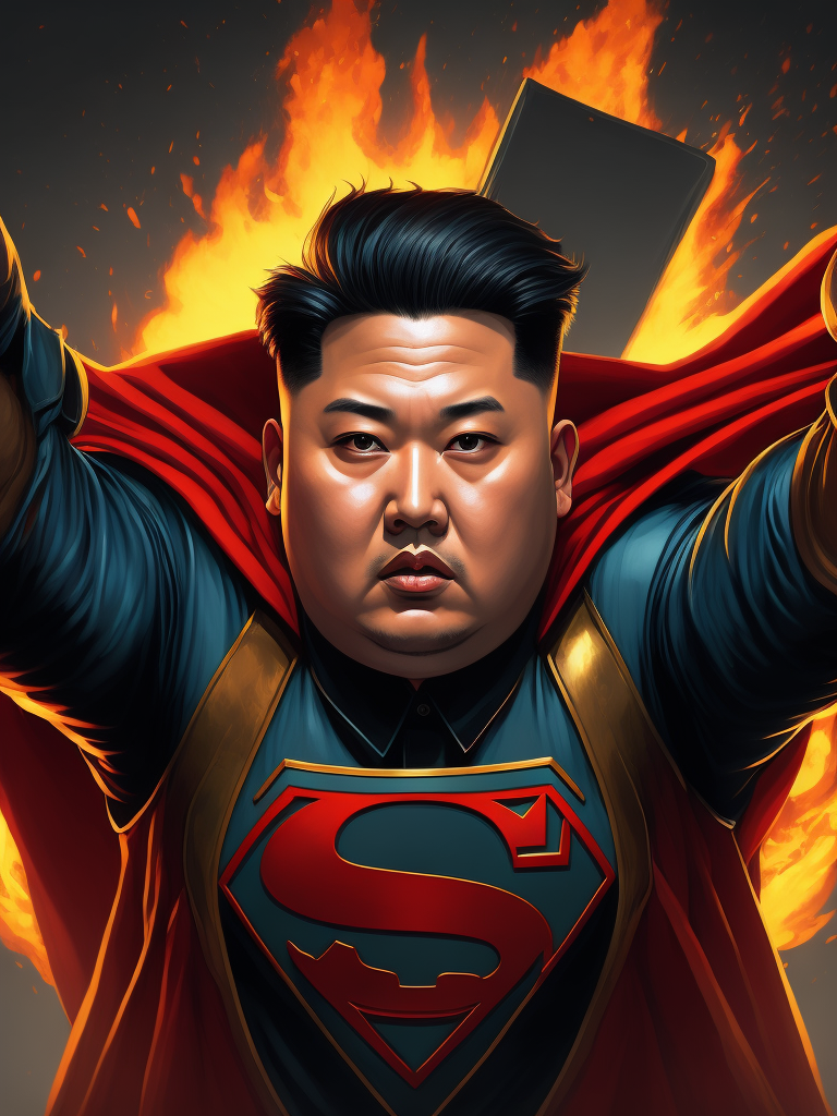 Kim Jong Un Superman, Hero Portrait, Comics, Marvel, Horror, USA, style of Richard Corben