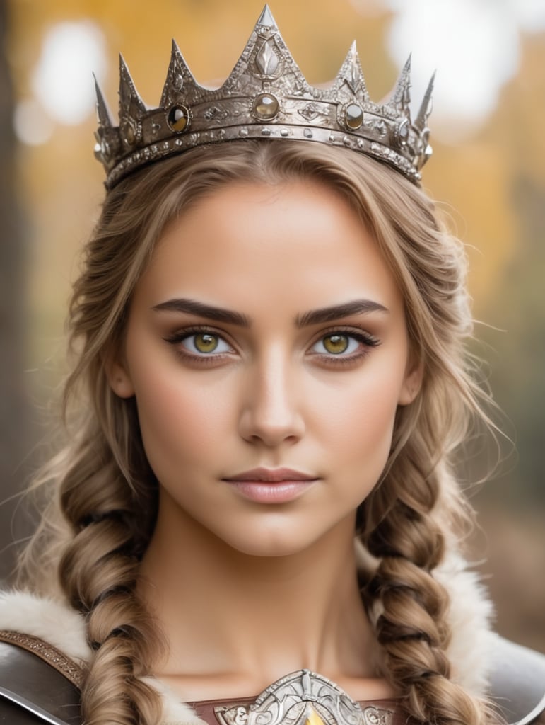 Warrior princess, German, hazel eyes, crown