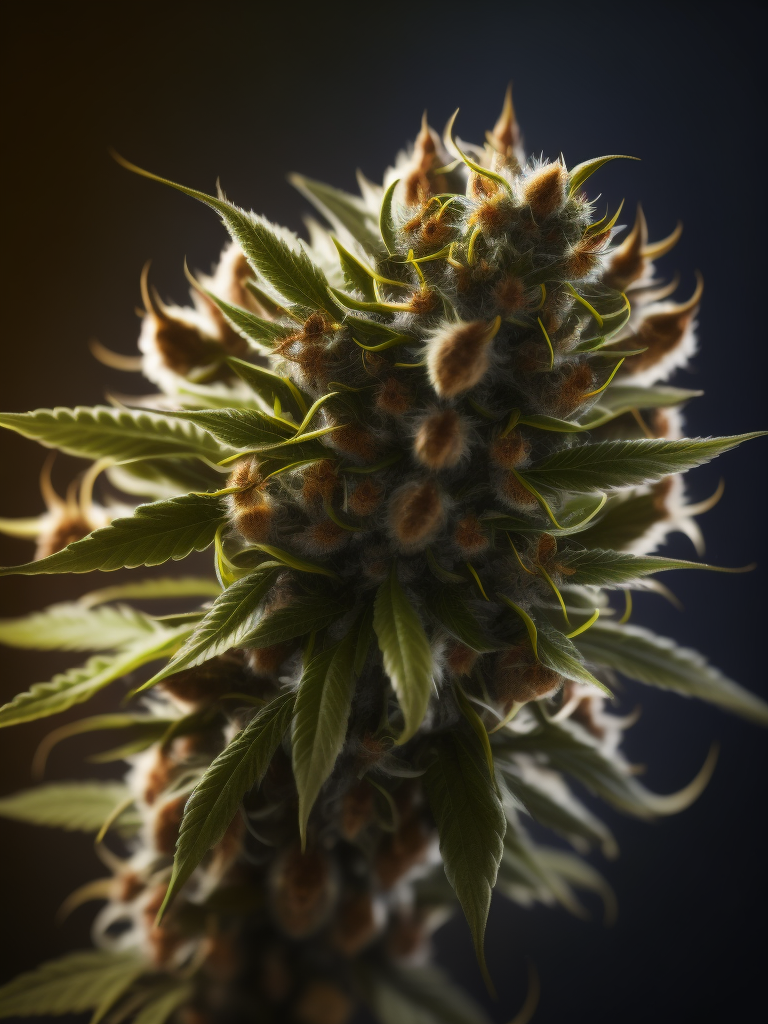 A macro photo of a cannabis flower, macro photography, close-up, high-quality details, deep focus, professional shot