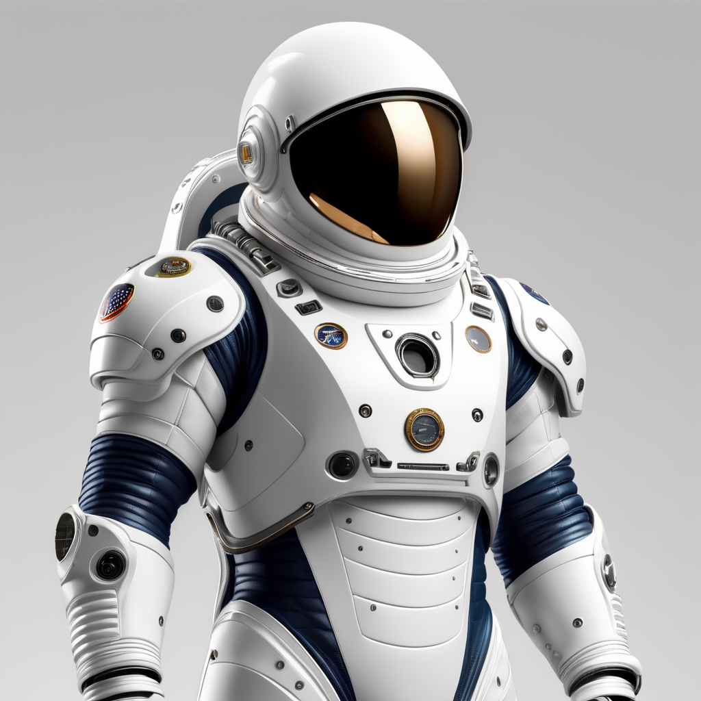 3d space suit on a white background with sharp edge, stand alone, clear, isolated on white background, center of the canvas