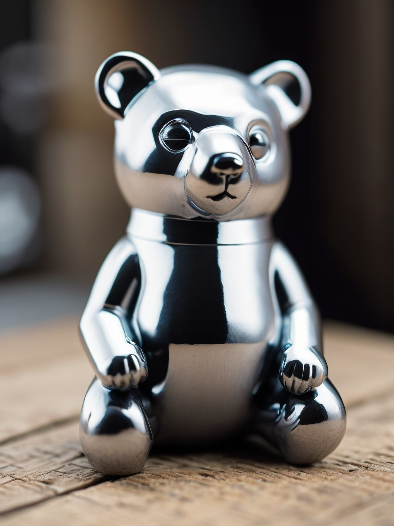 small chrome figure of a bear toy