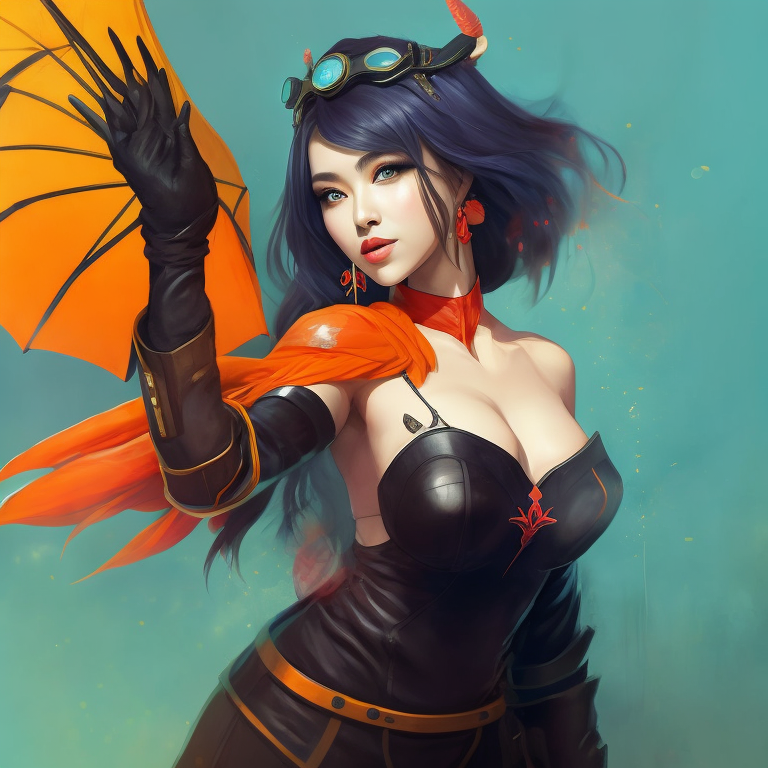 a girl in black and pink with some japanese writing on it, in the style of retro-futuristic propaganda, purple and cyan, anime aesthetic, steelpunk, comic art, qing dynasty, experimental form