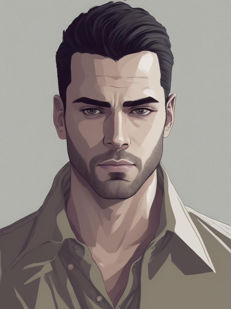 Portrait of a Man from GTA Game, vector art, flat colors