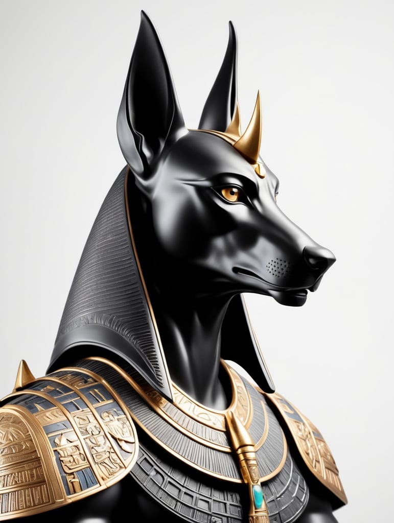 Egyptian god Anubis, dark style, sharp on details, black background