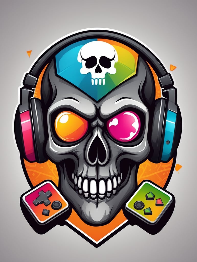 Skull Gamers mascot logo, e-gaming, bright colors, Gaming Logo, vector image