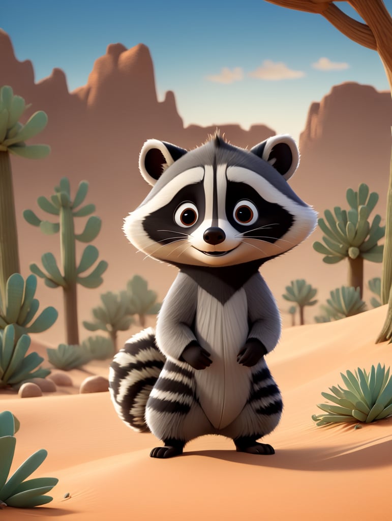 racoon in a desert country and western setting