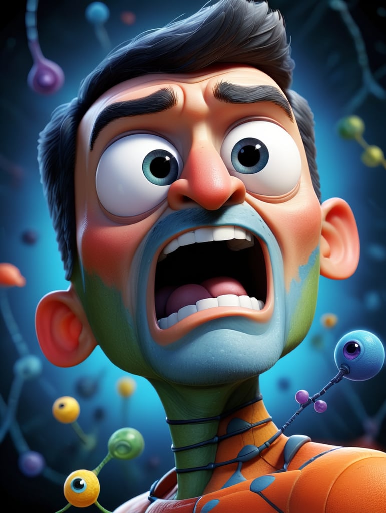 Generate a highly detailed and scientifically accurate illustration of abstract Last Universal Common Ancestor, non-human, biology, Illustration, dna cell, morphological form, drawn facial features. Make sure that the illustration accurately depicts the structure of the cell. The final image should reflect the intricate and delicate nature of this essential cellular structure, adhering to current scientific knowledge and visual standards for accuracy