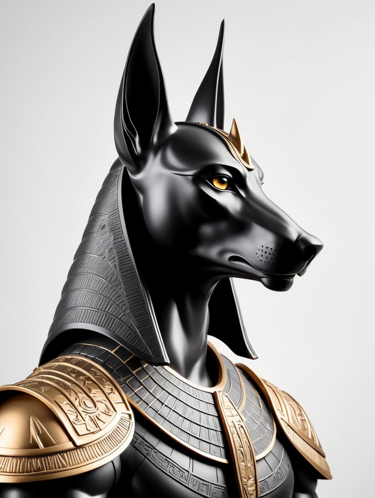 Egyptian god Anubis, dark style, sharp on details, black background