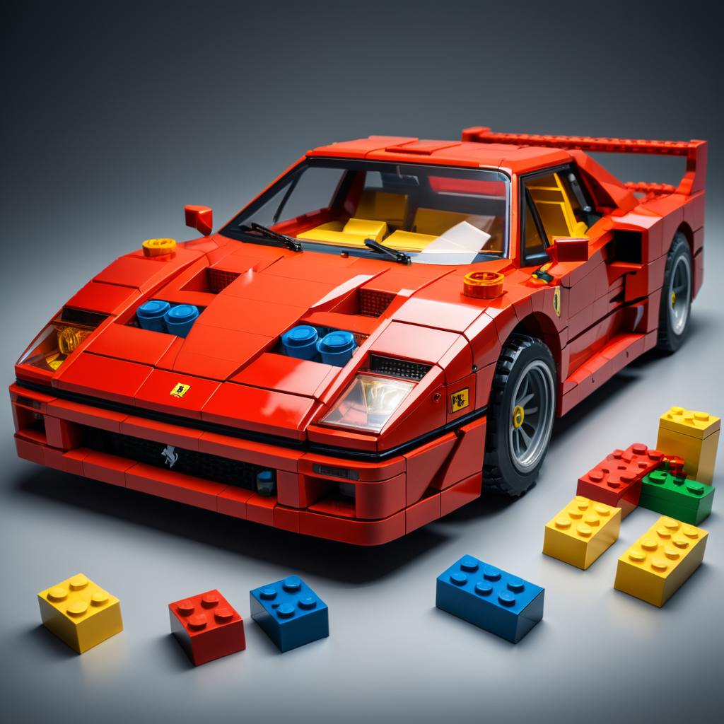 Ferrari f40 with Lego bricks without background. That can be used as png image