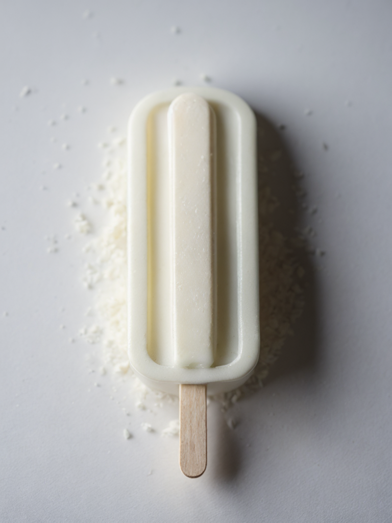 Vanilla white popsicle on white background