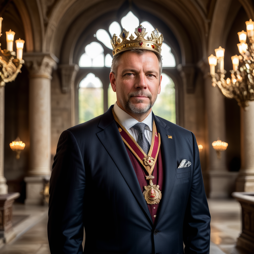 VBI-President Jörg Thiele with a crown in a castle