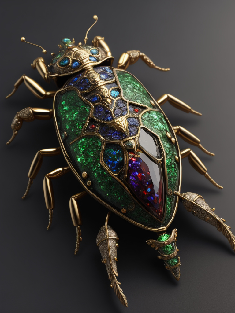 Beetle brooch made from various gems