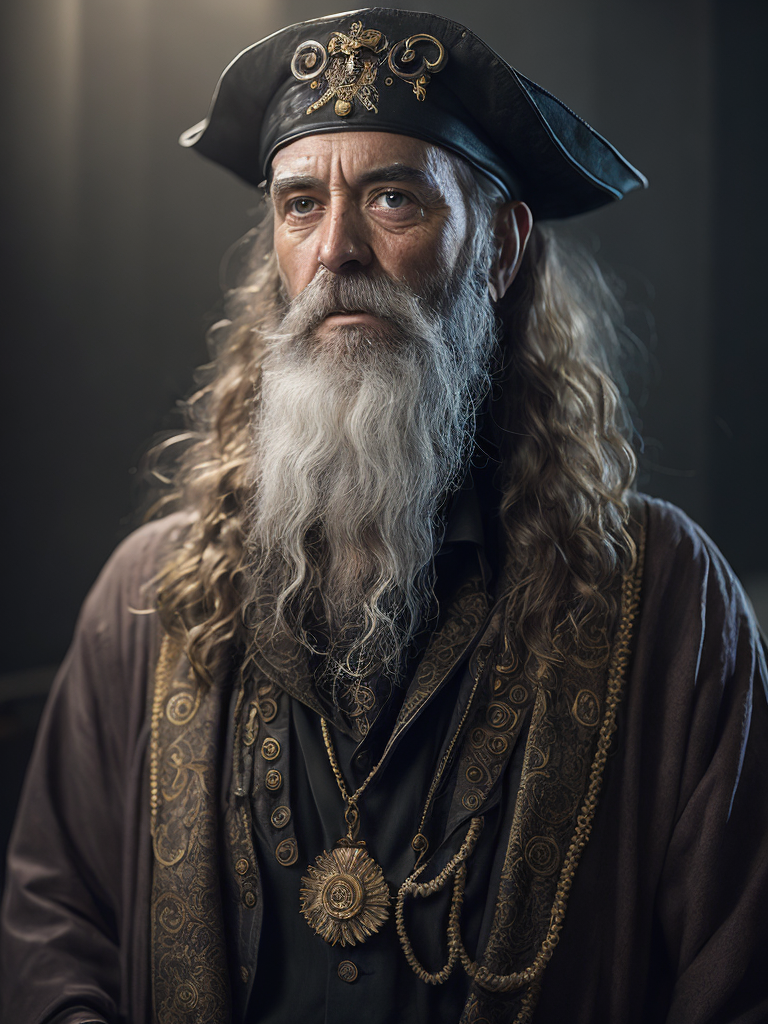 old pirate with octopus beard, dark scene, dark atmosphere, epic shot, sharp on details